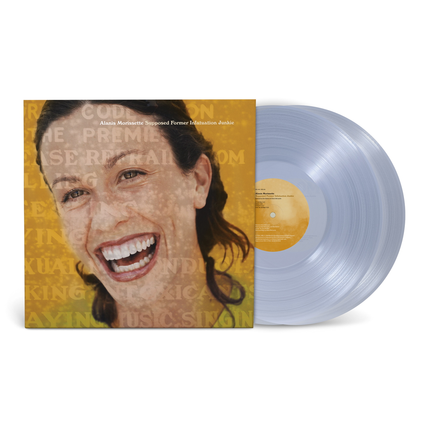 Vinyl record album featuring a smiling woman’s face on the cover.