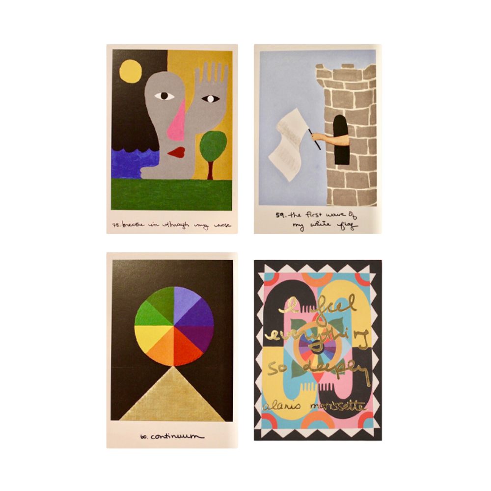 A collection of four abstract art prints.