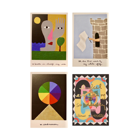 A collection of four abstract art prints.