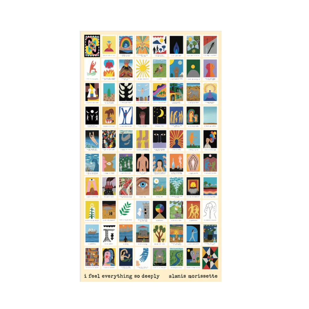 A poster featuring numerous small, colorful, abstract illustrations arranged in a grid.
